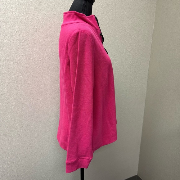 Allison Daley Pink Floral Embroidered Quarter Zip Pullover Petite Large - Picture 7 of 10